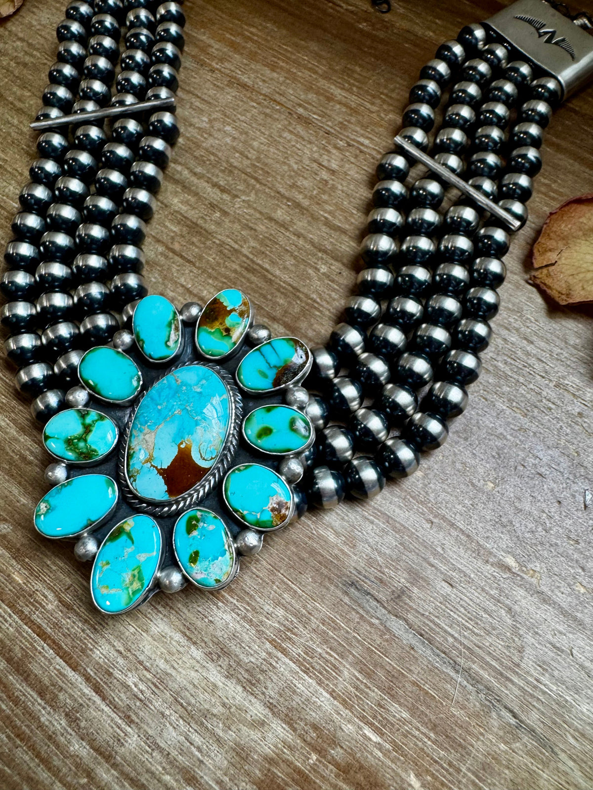 Princess Sonoran Turquoise Necklace – Emerson Thompson, Native Made, Sterling Silver — product photo.
