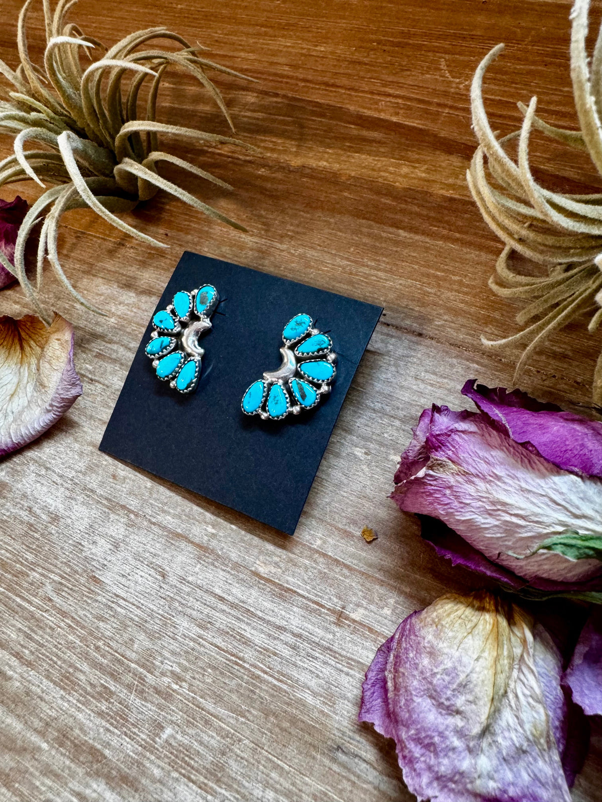 Kingman Turquoise Cluster Earrings – Sterling Silver by The Bijoux FAB Jewelry