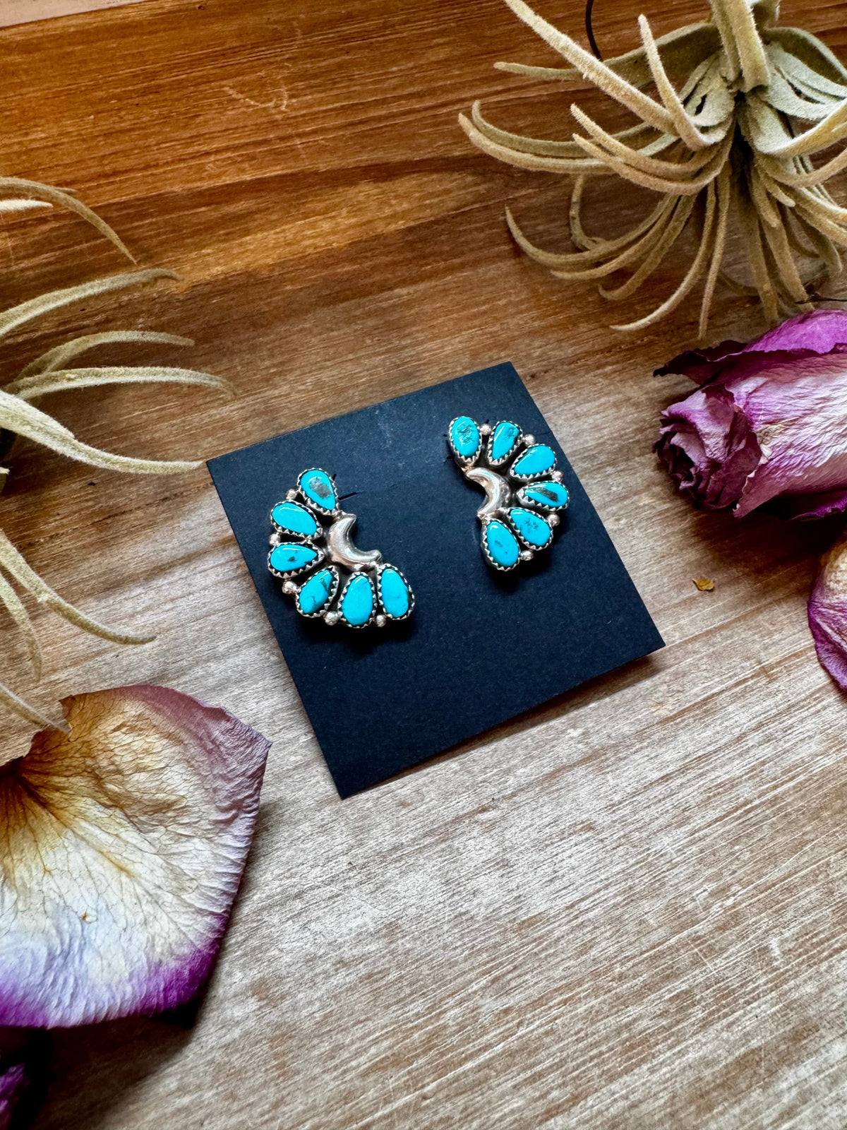Kingman Turquoise Cluster Earrings – Sterling Silver by The Bijoux FAB Jewelry