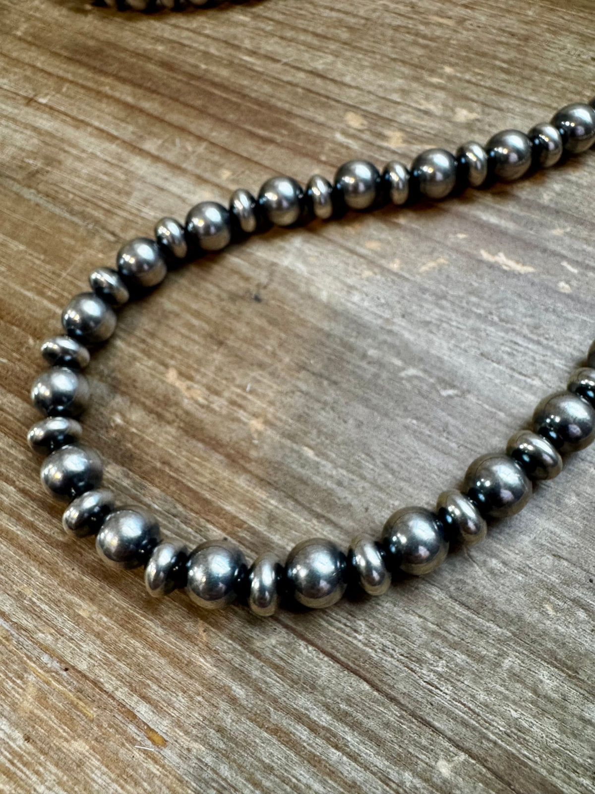 54 inch Necklace - 10 mm & 10 mm saucer Sterling Silver Pearls — product photo.