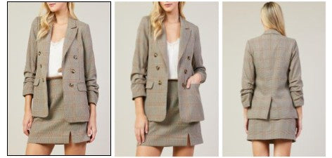 Brown Plaid Blazer by Skies Are Blue
