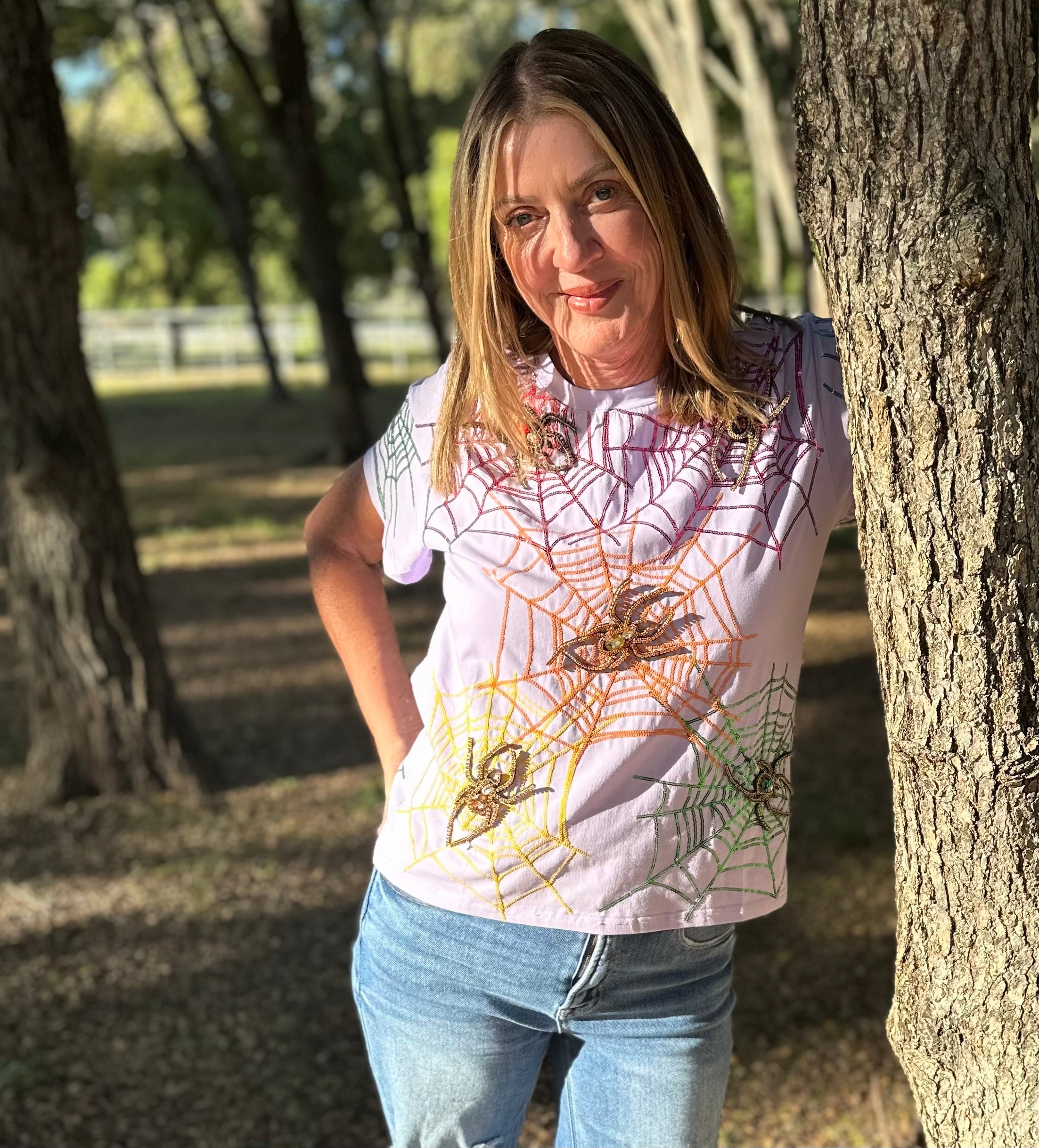 Queen of Sparkles Lavender Spider Web Tee