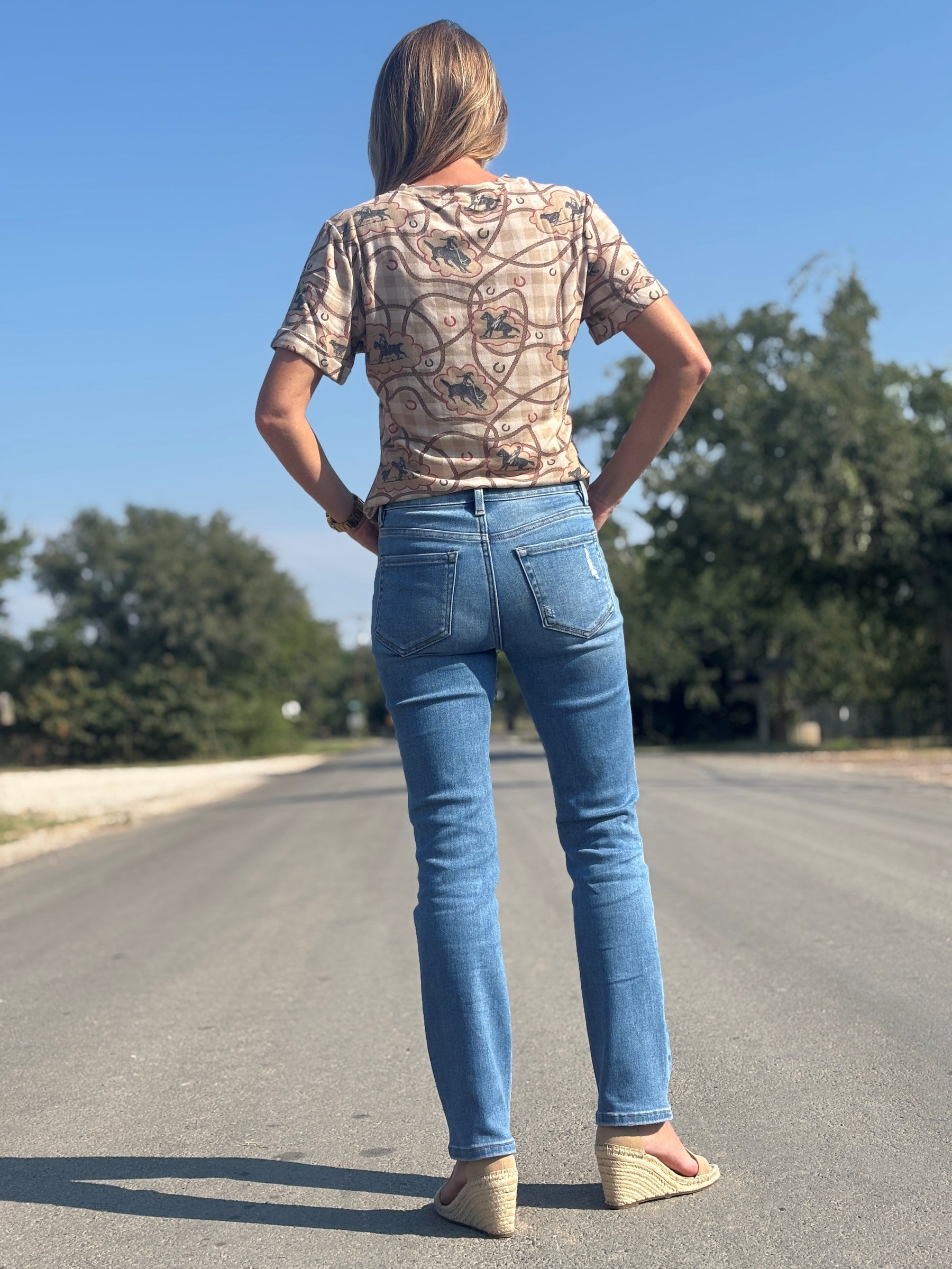 High Rise Slim Straight Denim Jeans