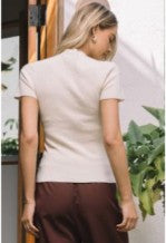Short Sleeve Soft Knit Sweater Top - Ivory