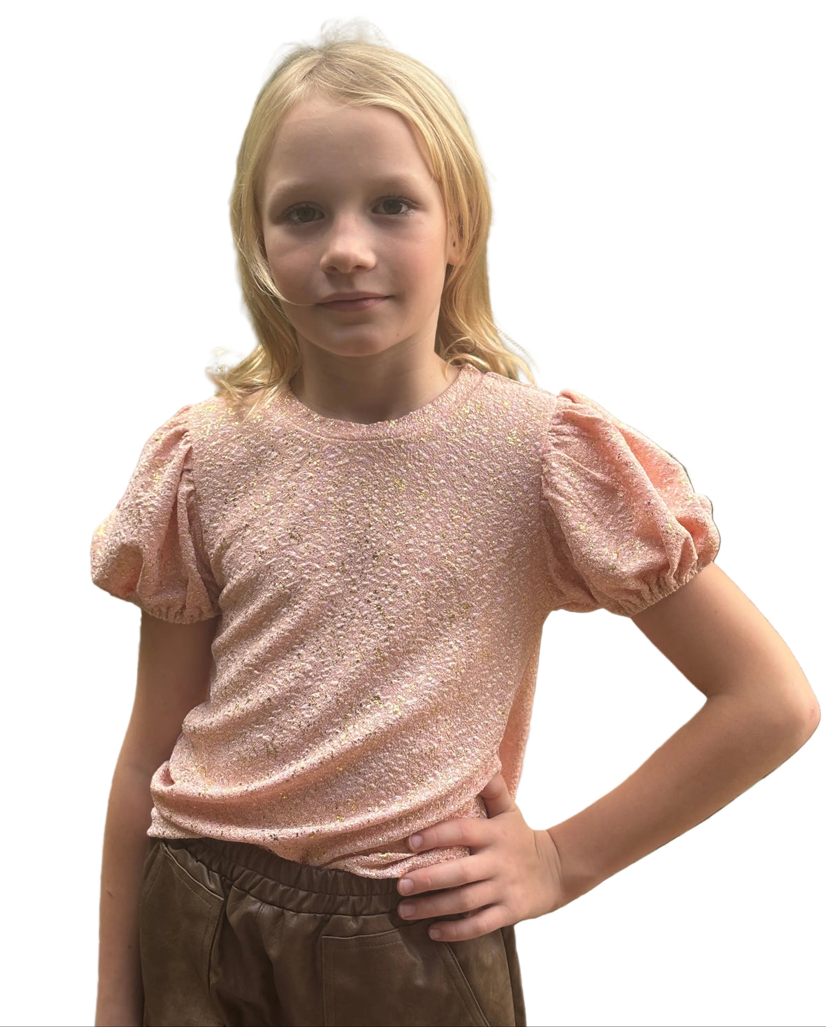 Kids - Peach Foil Flake Top by ML Kids