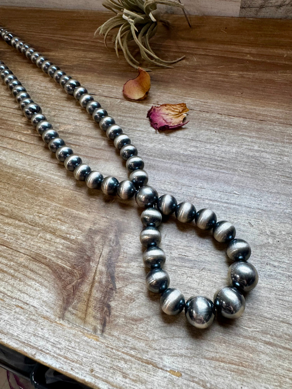 30 inch graduated 12 mm Sterling Silver Pearls hoop necklace — product photo.