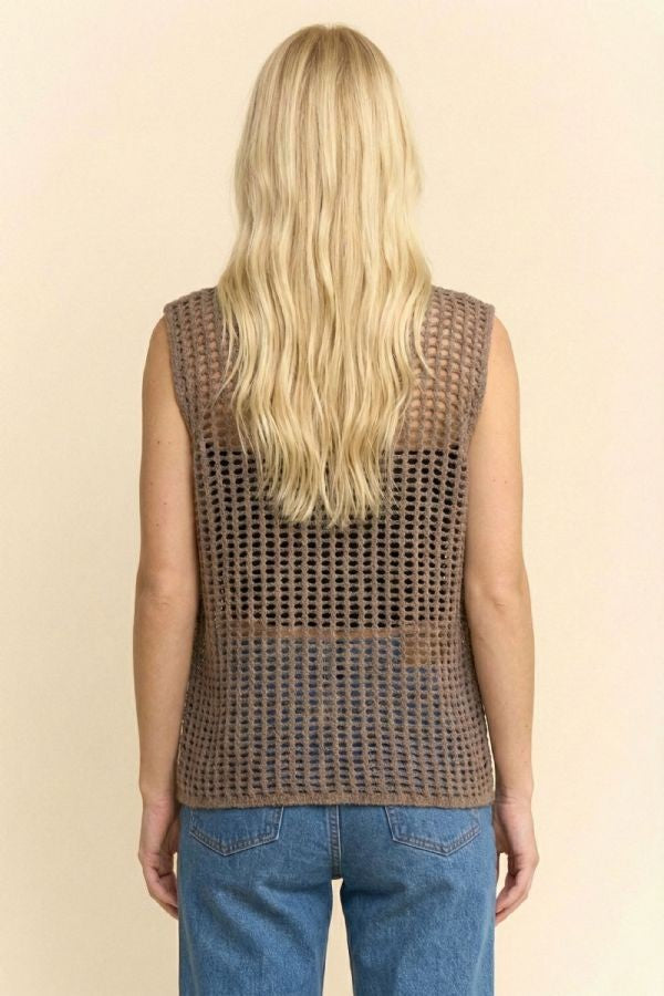 Mesh Knit Top - Brown