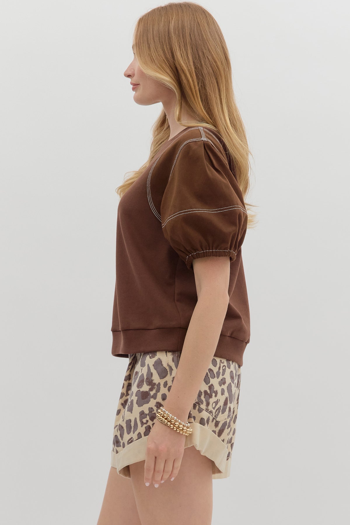 Chocolate Jean Stitch Top by Entro