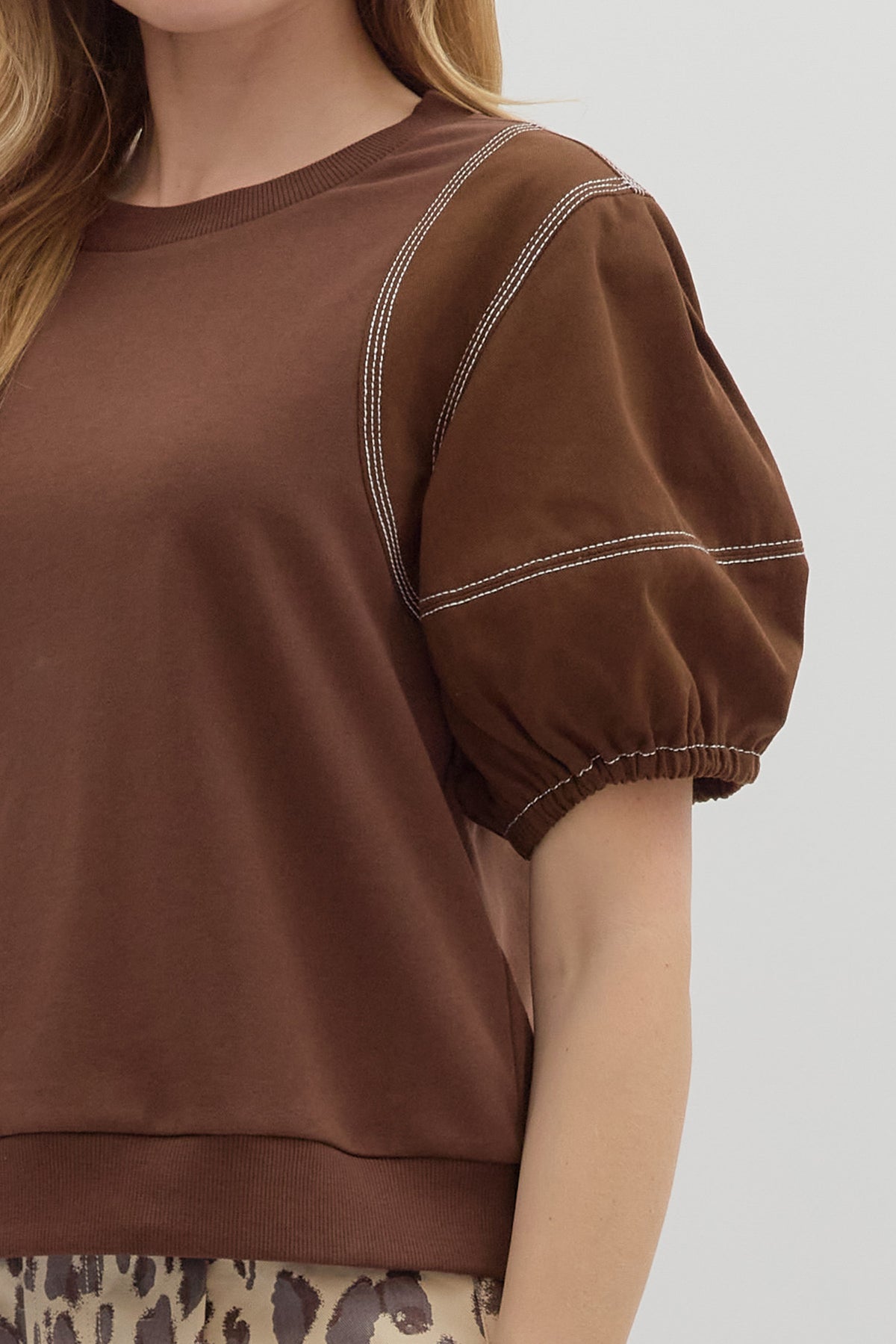 Chocolate Jean Stitch Top by Entro