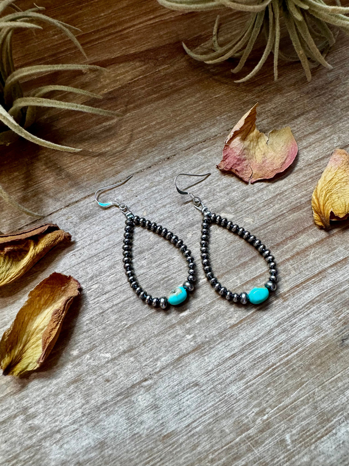 Sleeping Beauty Turquoise Teardrop Earrings – Sterling Silver — product photo.
