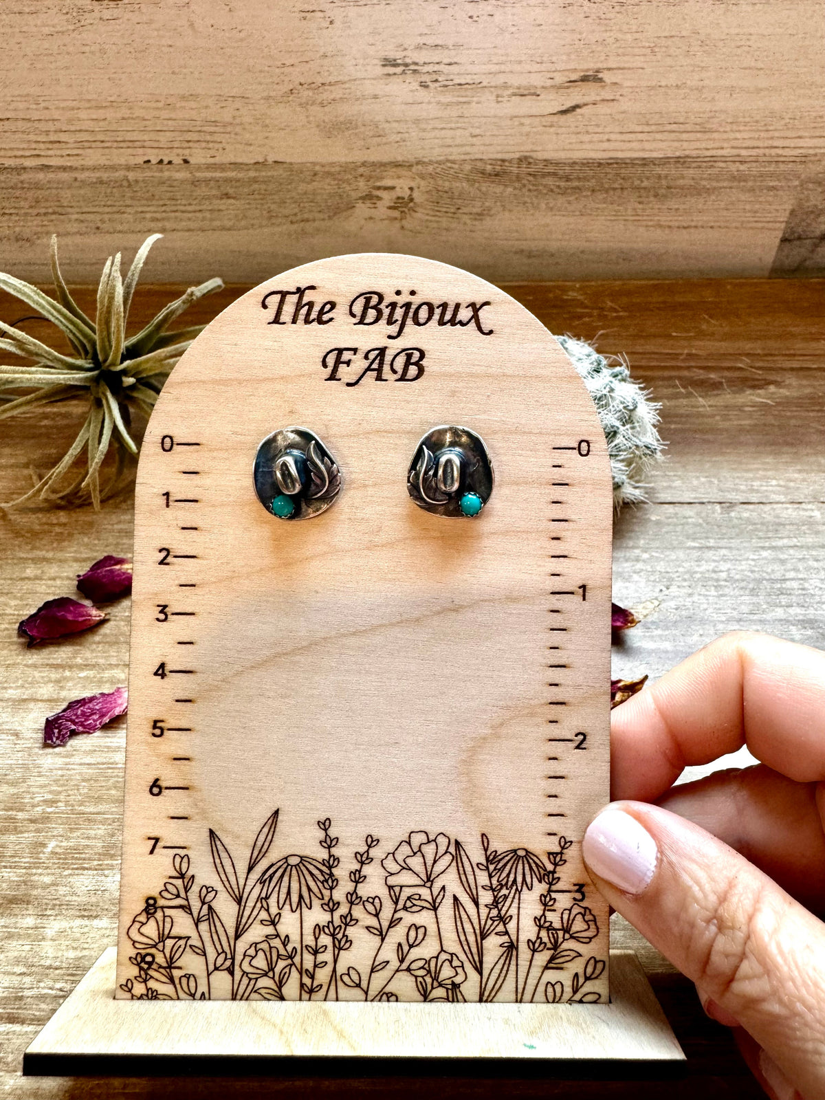 Cowboy Hat Stud Earrings with Kingman Turquoise by The Bijoux FAB Jewelry