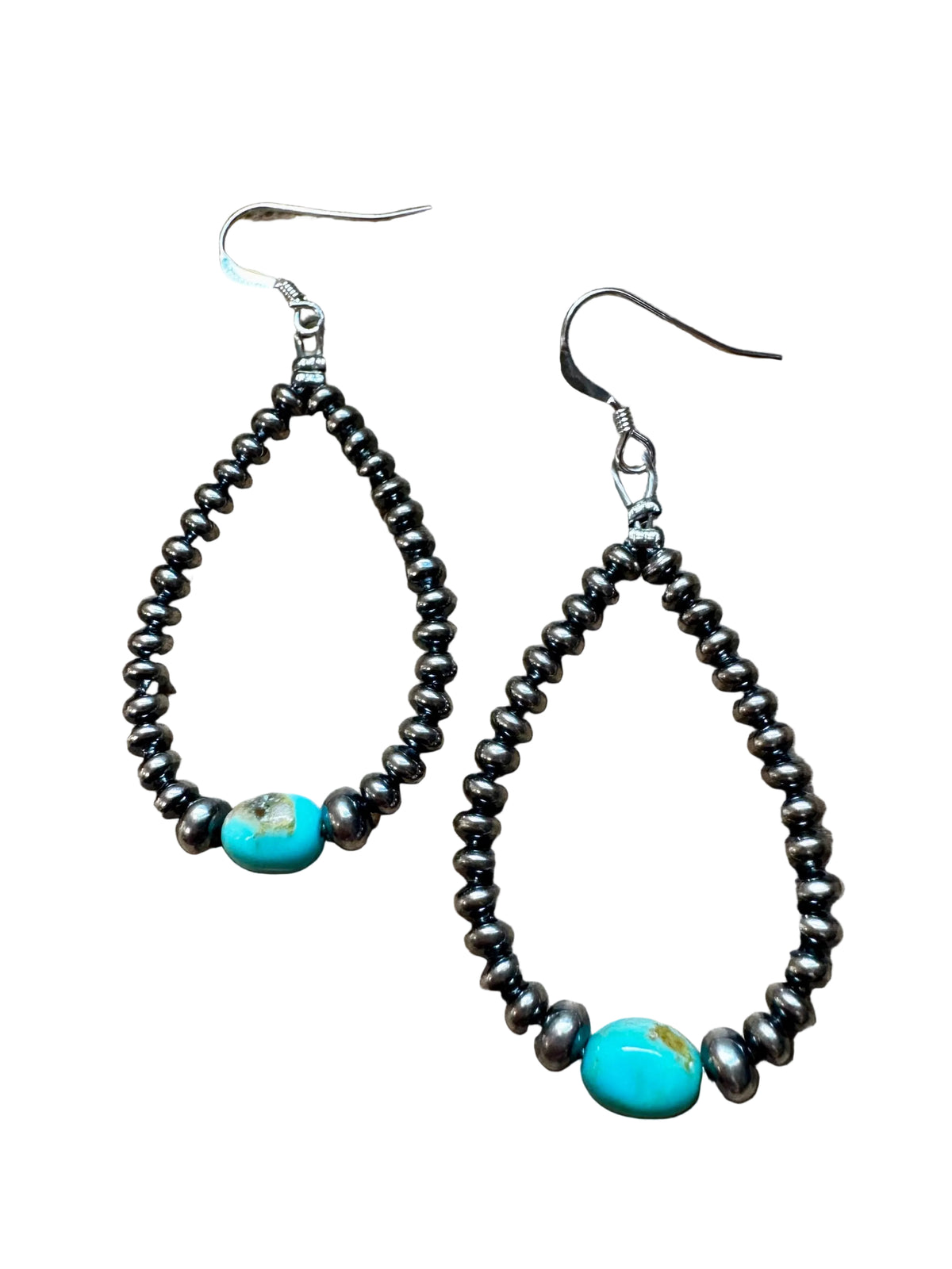 Sleeping Beauty Turquoise Teardrop Earrings – Sterling Silver — product photo.