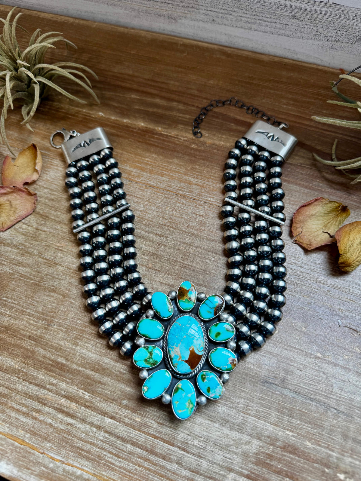 Princess Sonoran Turquoise Necklace – Emerson Thompson, Native Made, Sterling Silver — product photo.