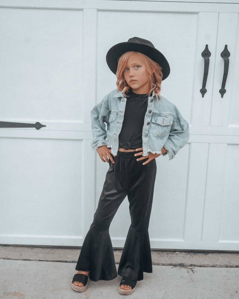 Toddler Velvet Black Bells by Bailey's Blossoms