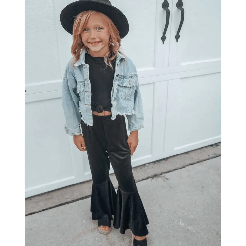 Toddler Velvet Black Bells by Bailey's Blossoms