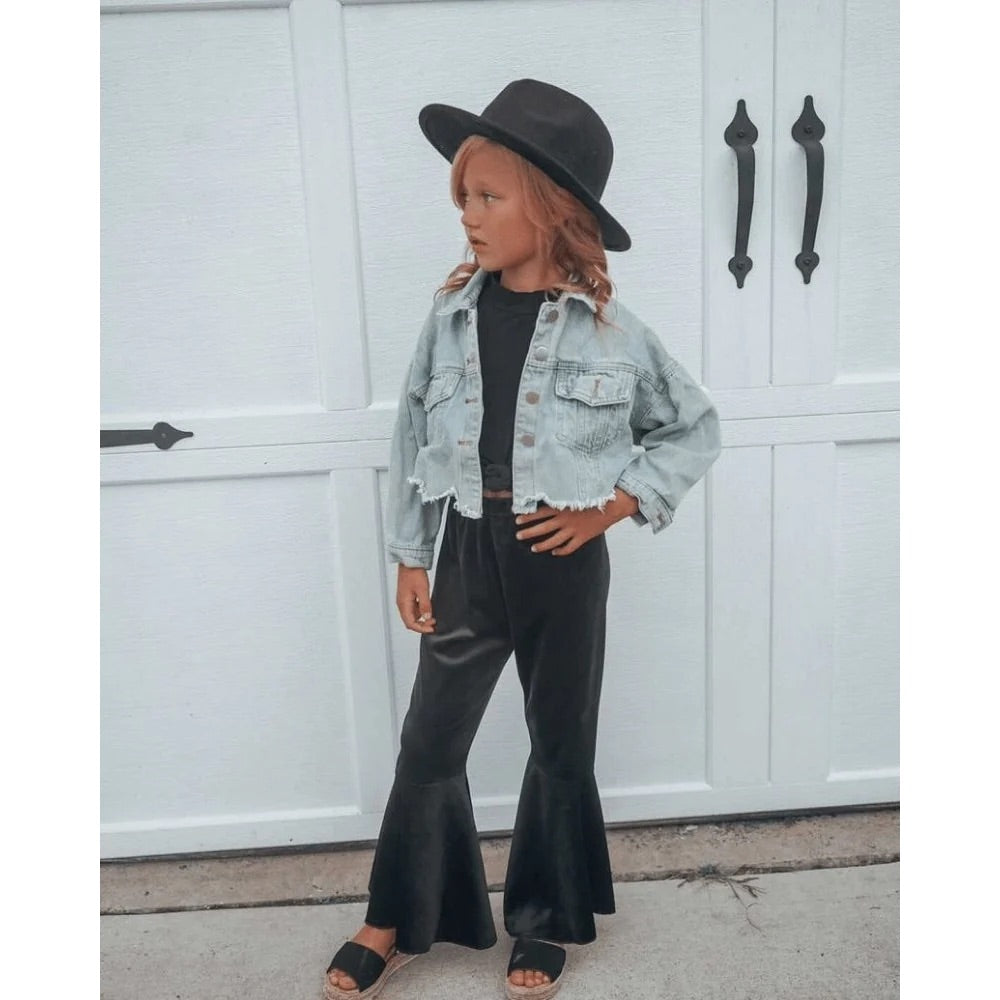 Toddler Velvet Black Bells by Bailey's Blossoms