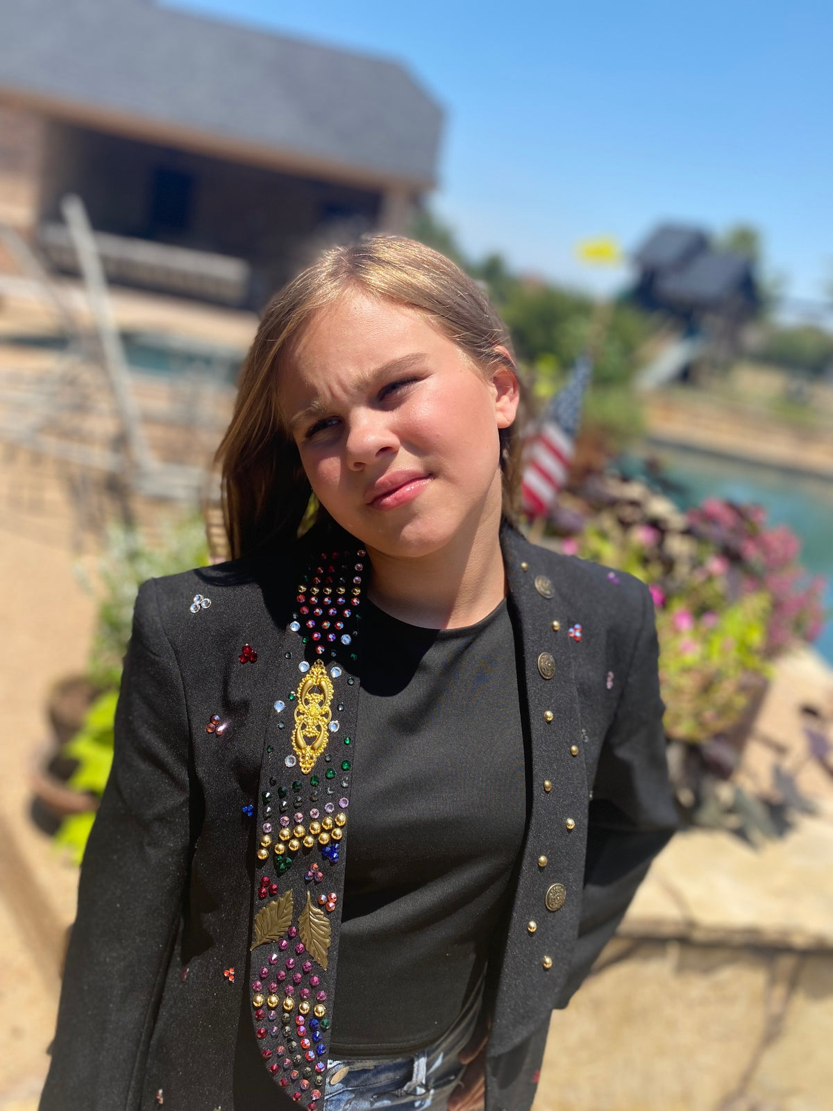 Black Rhinestone Bolero Jacket by The Grove