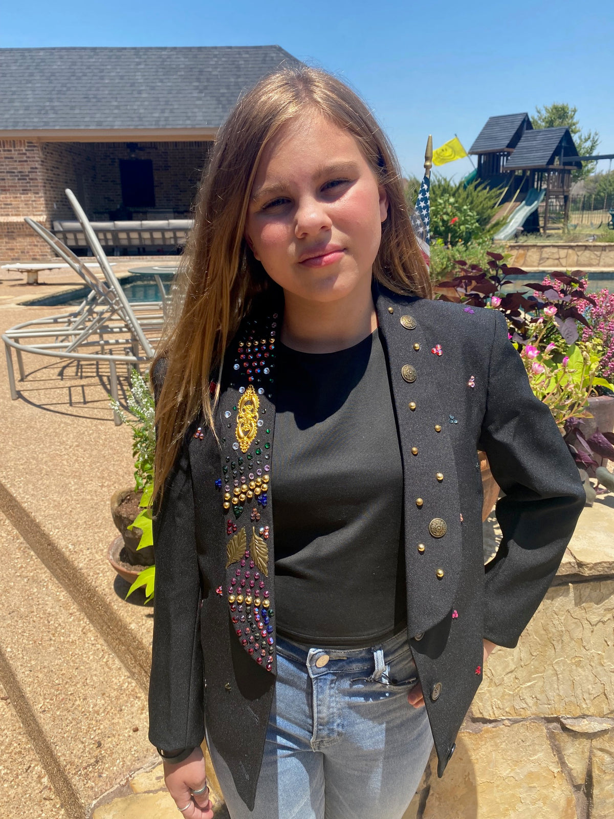 Black Rhinestone Bolero Jacket by The Grove