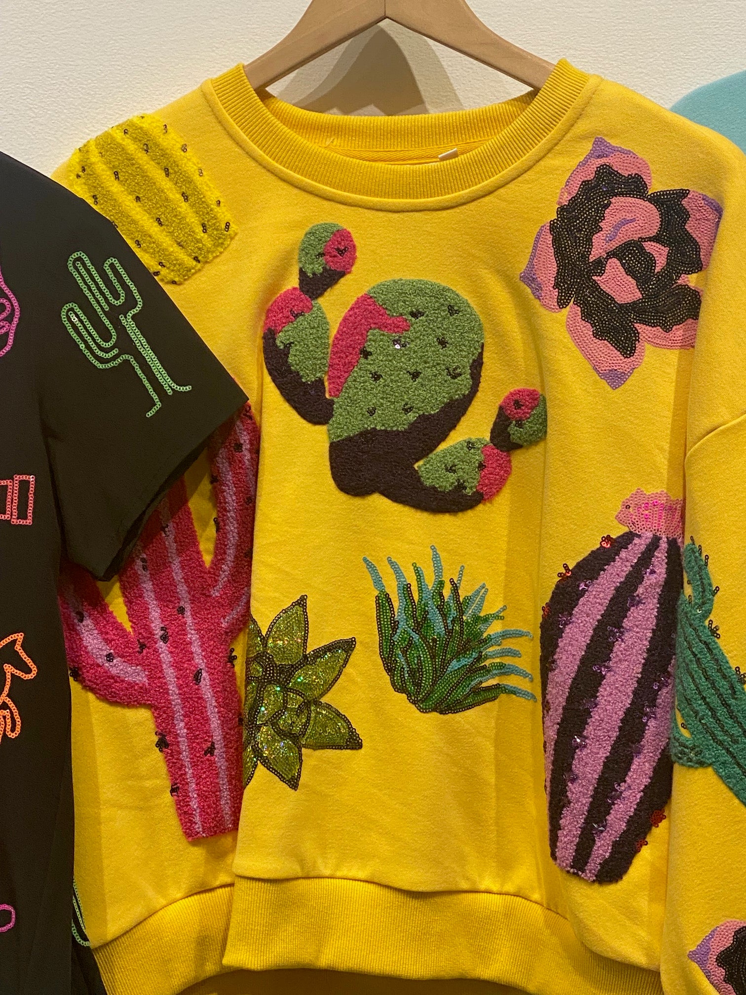 Queen of Sparkles Yellow Cactus Sweatshirt