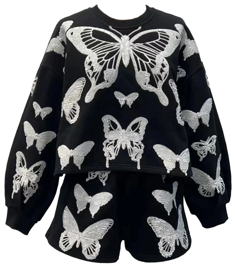 White top butterfly sweatshirt