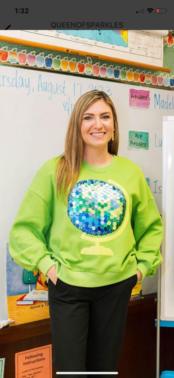 Queen of Sparkles Green Globe Sweatshirt