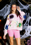 Queen of Sparkles Skeleton Disco Party Sweatshirt - Pink