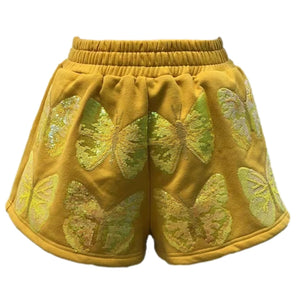 Queen of Sparkles Yellow Scattered Butterfly Short Set
