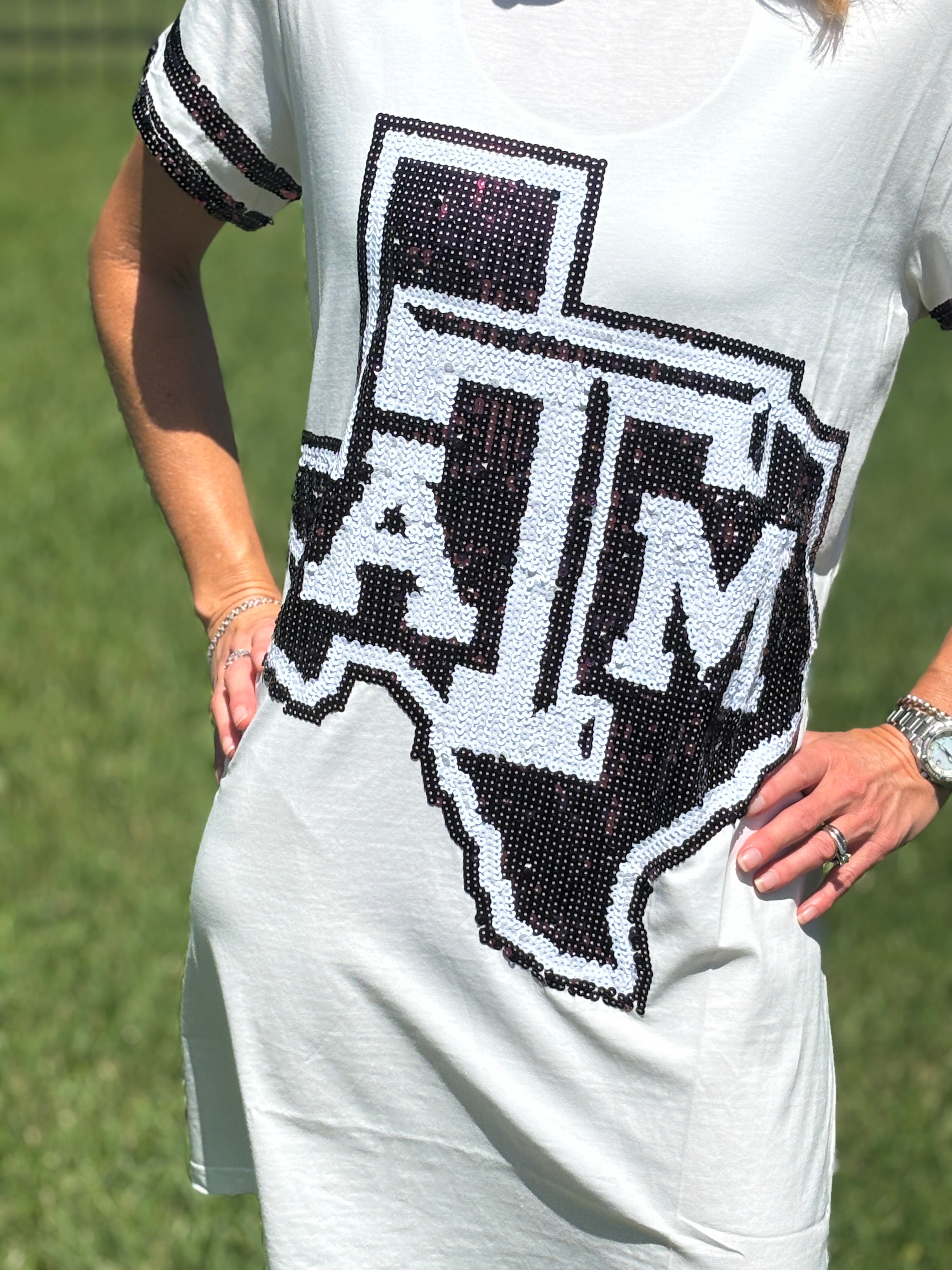 Queen of Sparkles Licensed Texas A&M Oversized Mascot Tee Dress
