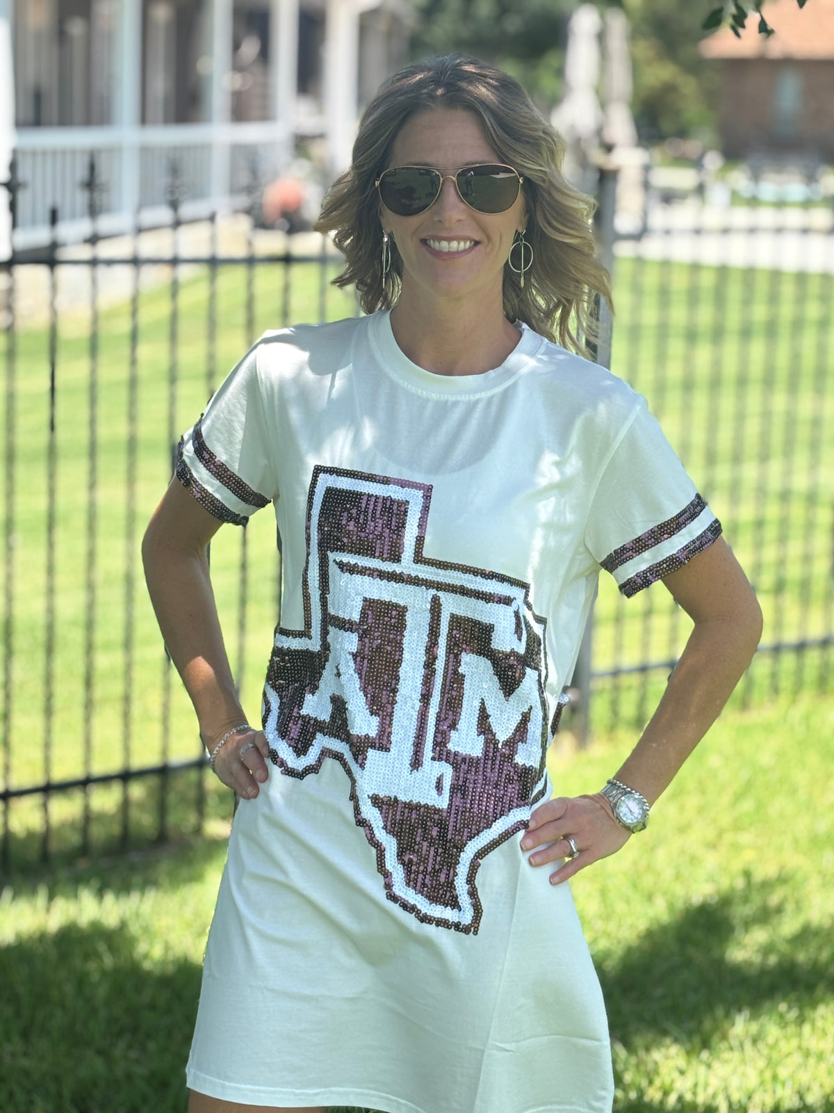 Queen of Sparkles Licensed Texas A&M Oversized Mascot Tee Dress