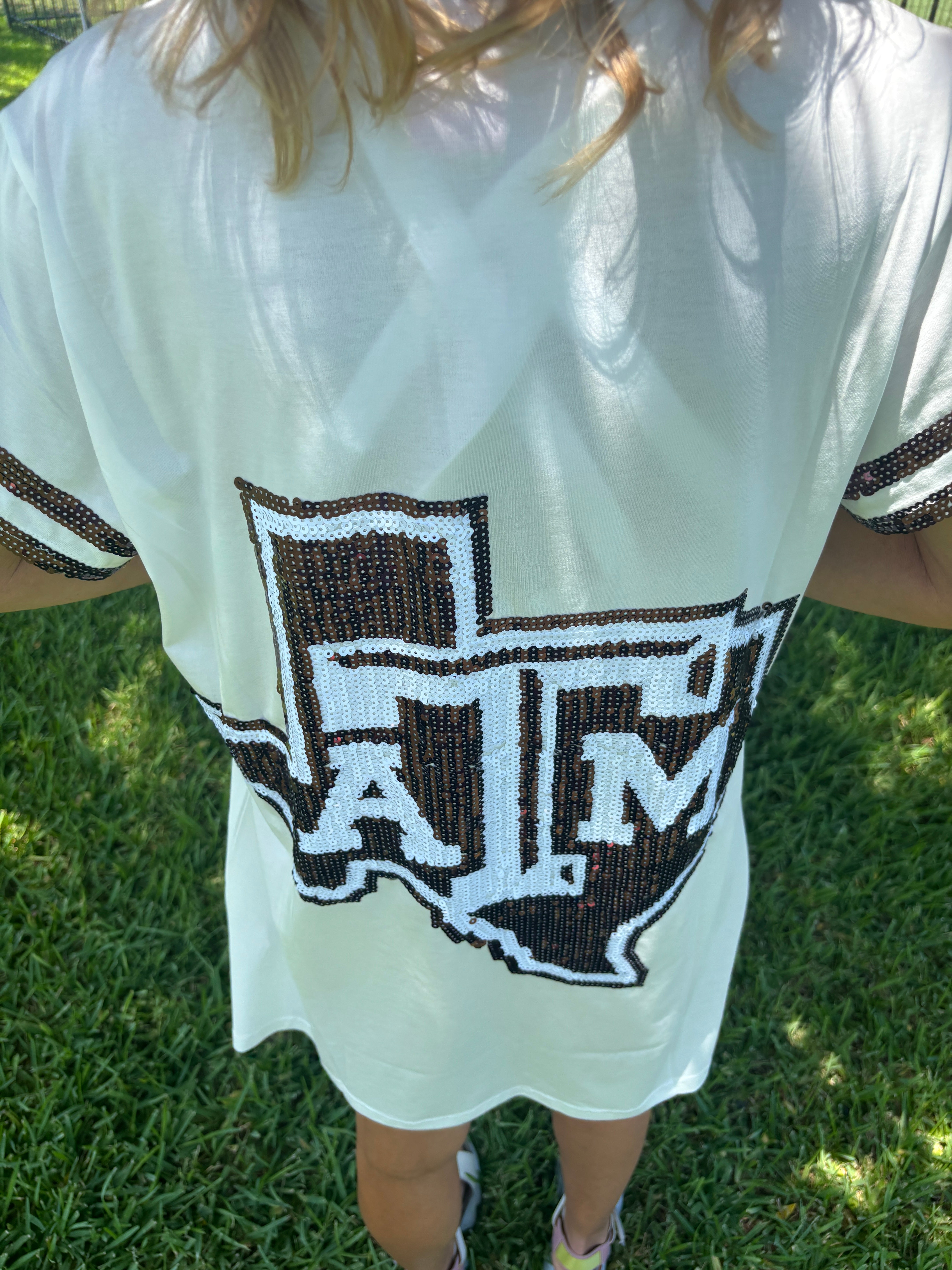 Queen of Sparkles Licensed Texas A&M Oversized Mascot Tee Dress