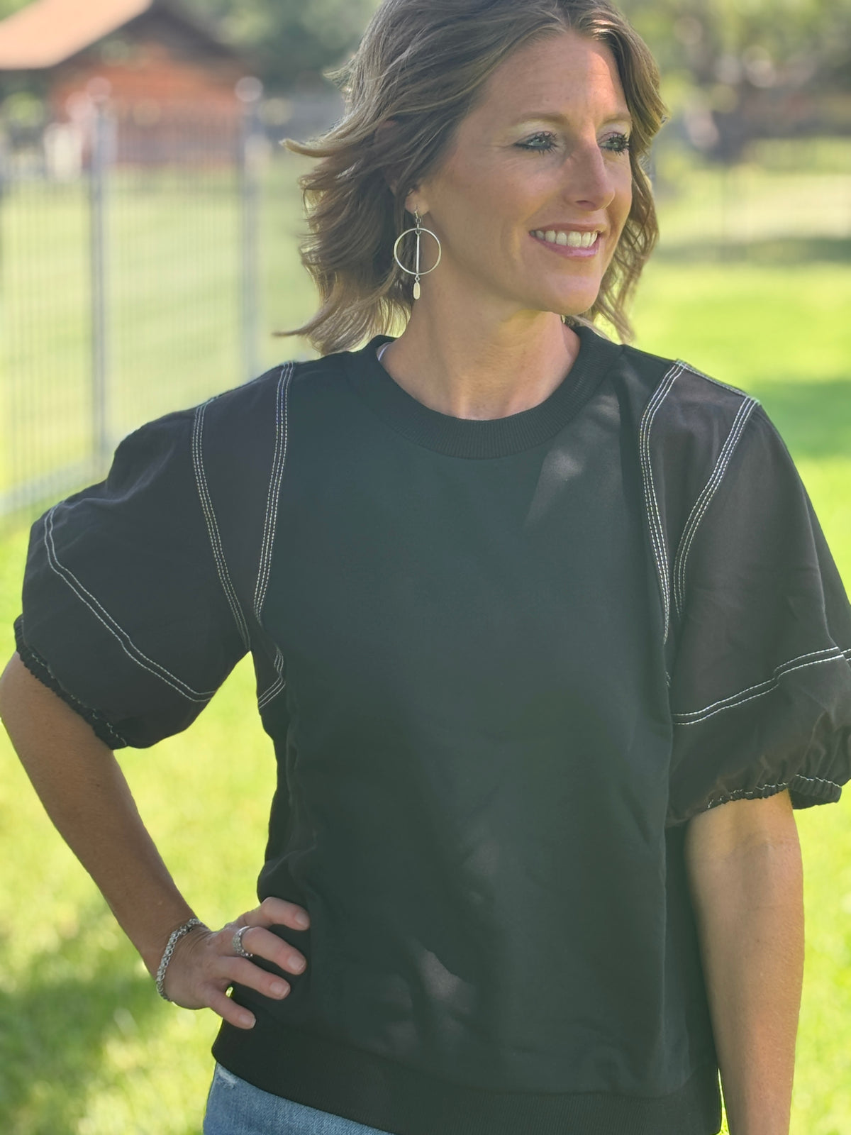 Black Jean Stitch Top by Entro