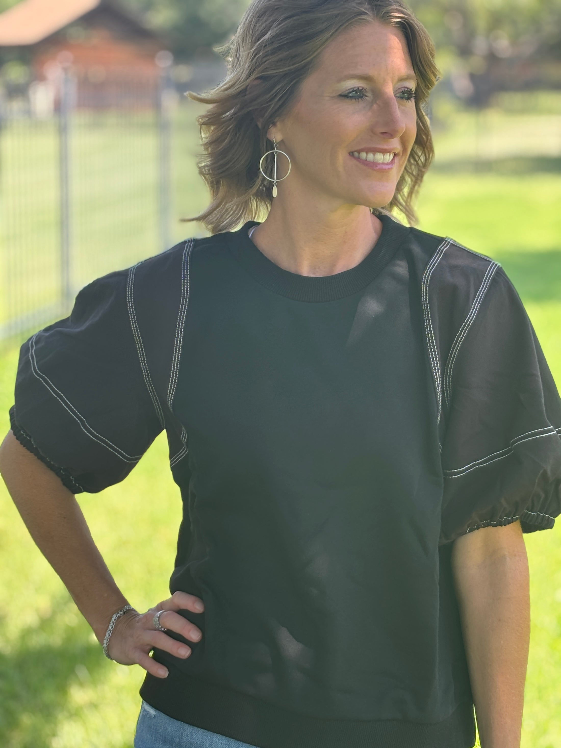 Black Jean Stitch Top by Entro