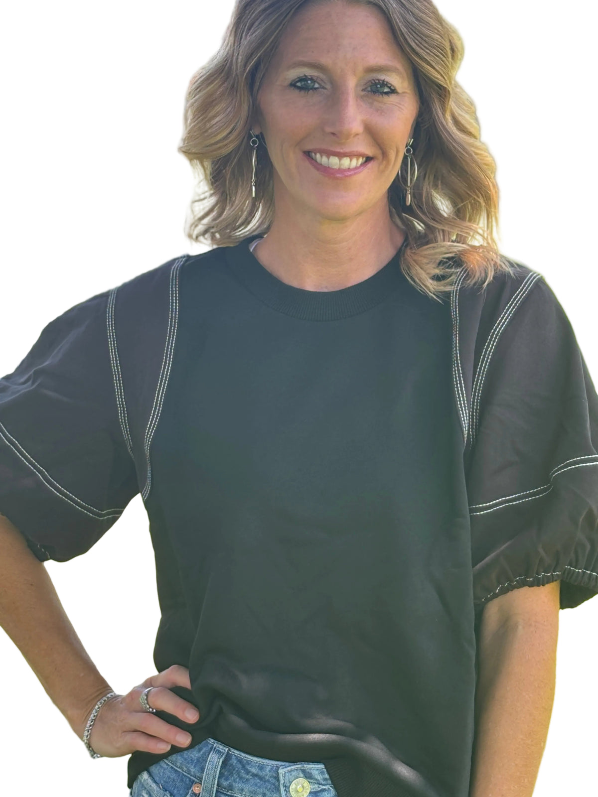 Black Jean Stitch Top by Entro