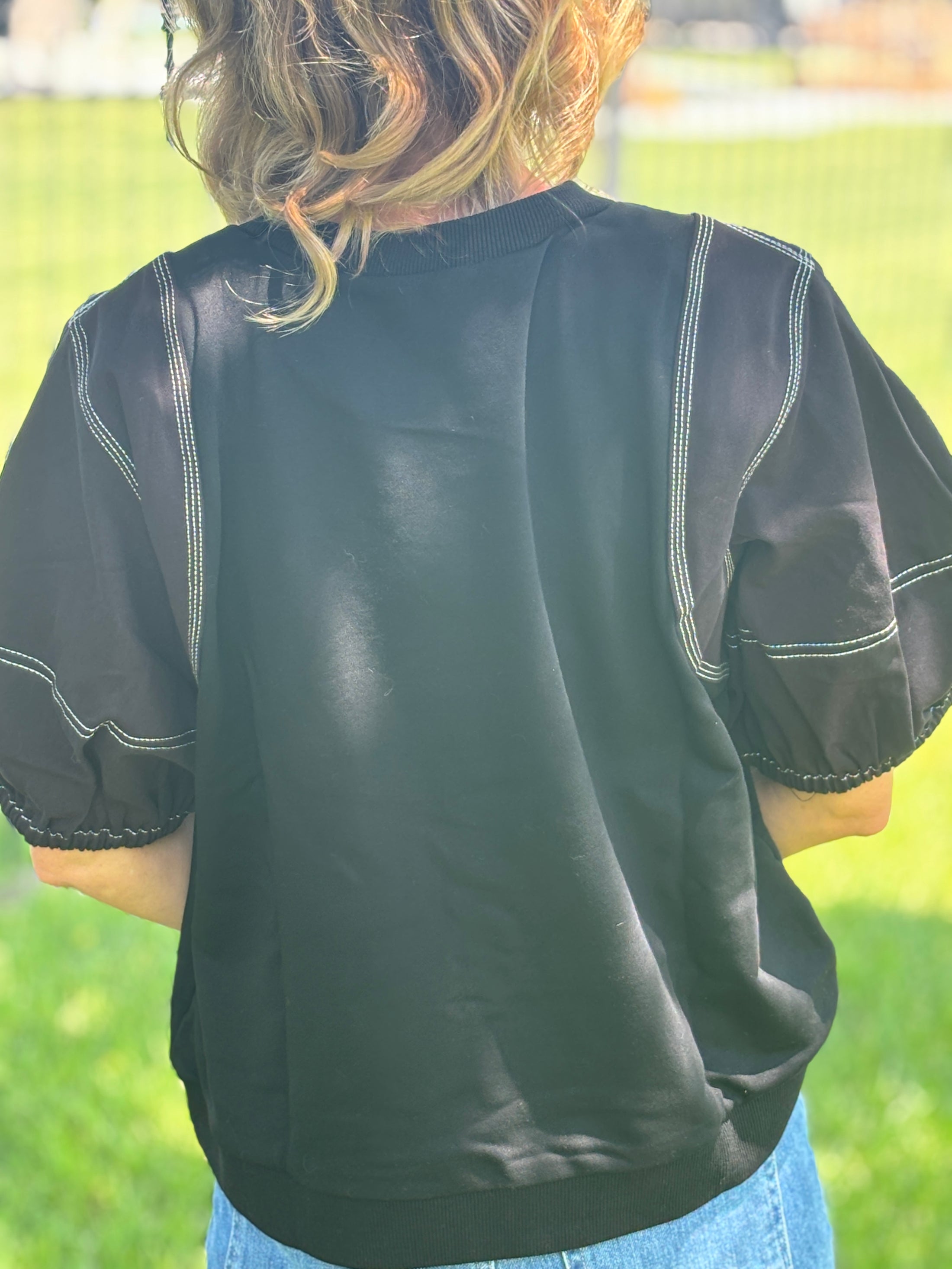 Black Jean Stitch Top by Entro