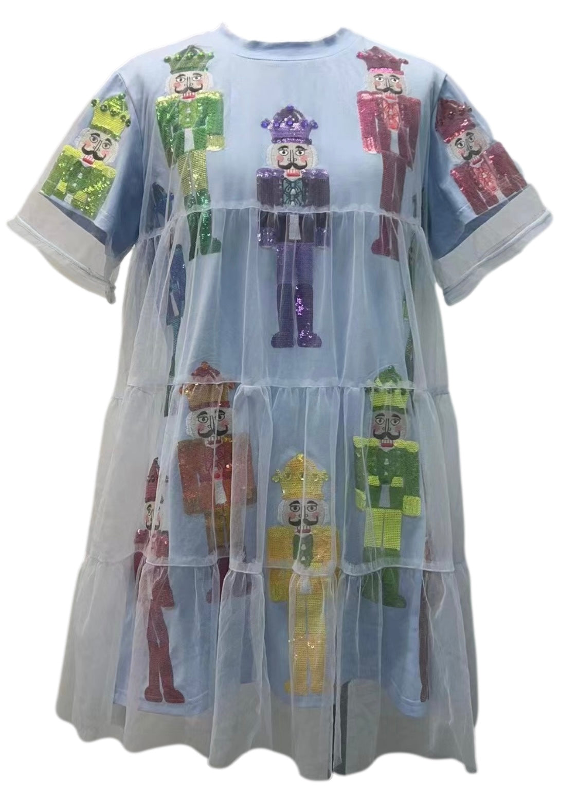 Queen of Sparkles Blue and Rainbow Nutcracker Tulle Dress – Leopard Grove