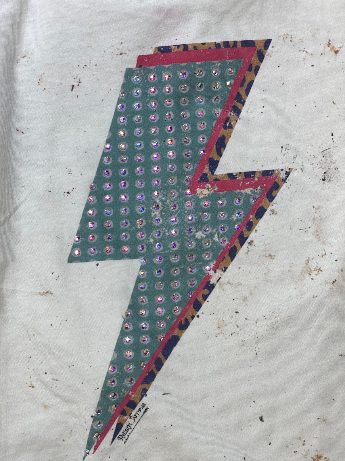 Kids Rhinestone Leopard Lightening Tshirt by Raising Arrows