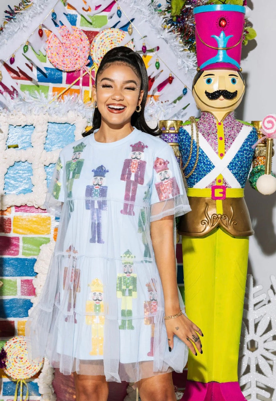 Queen of Sparkles Blue and Rainbow Nutcracker Tulle Dress Queen of Sparkles Blue and Rainbow Nutcracker Tulle Dress