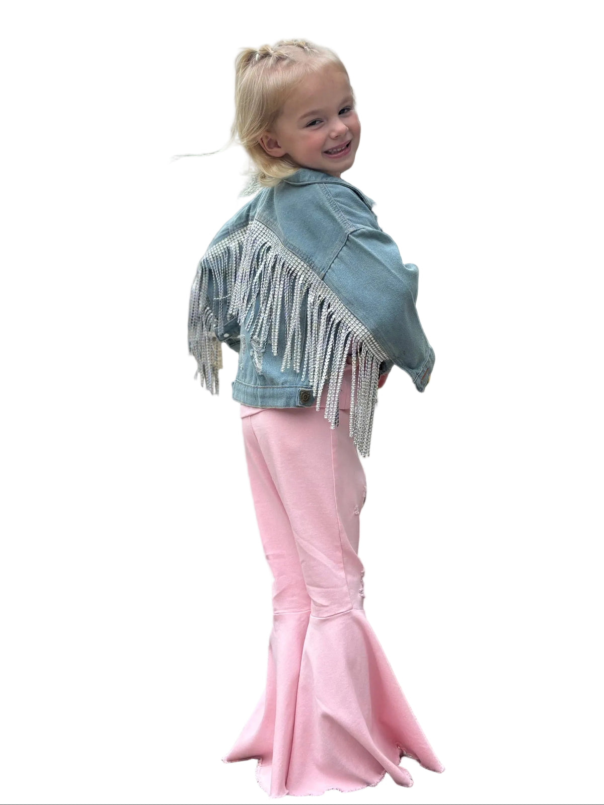 Kids Denim Fringe Jacket by The Grove