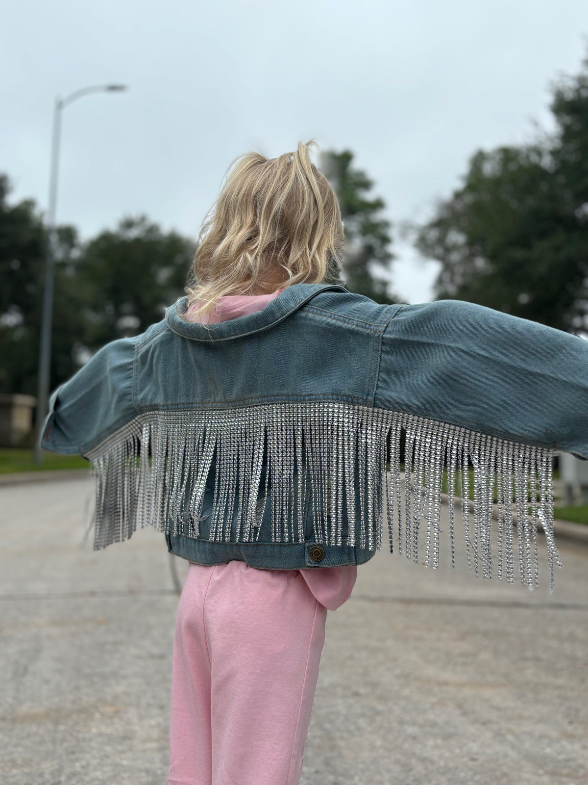 Kids Denim Fringe Jacket by The Grove