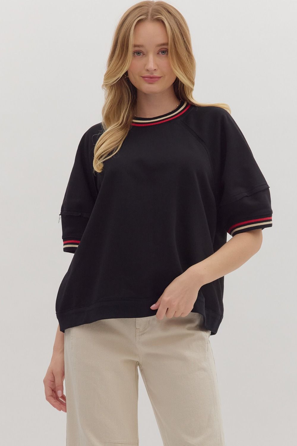 Retro Racing Stripe Top - Black
