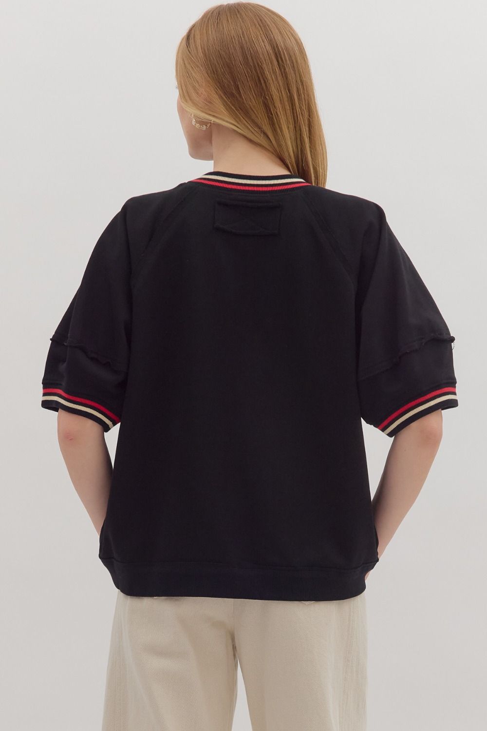 Retro Racing Stripe Top - Black