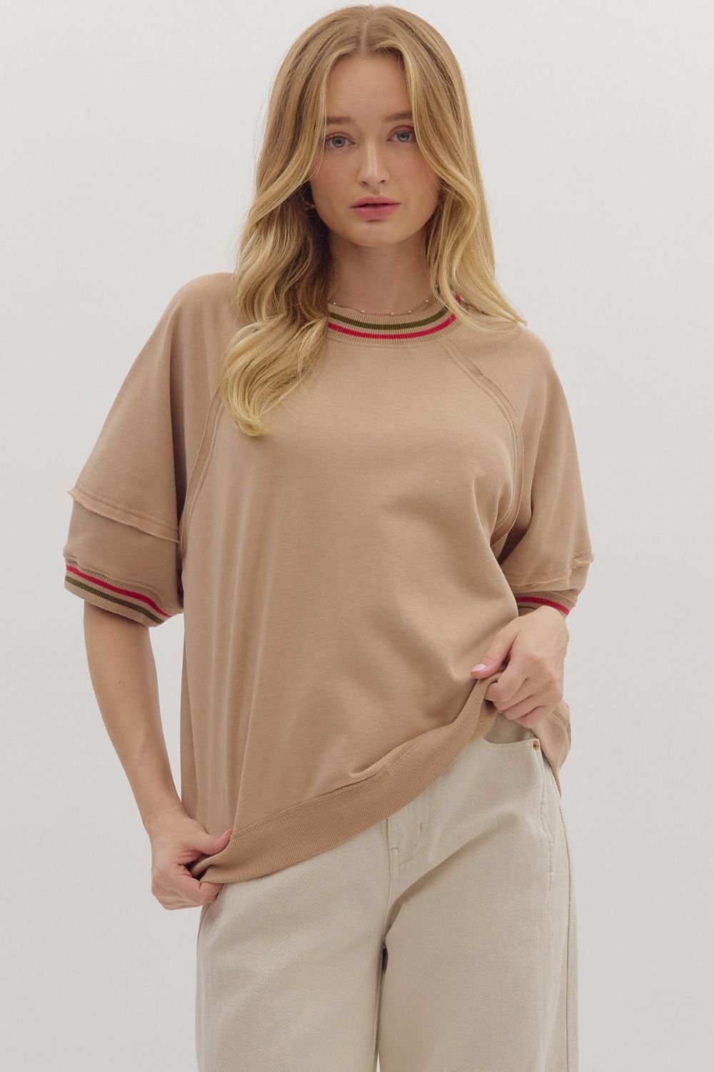 Retro Racing Stripe Top - Sand