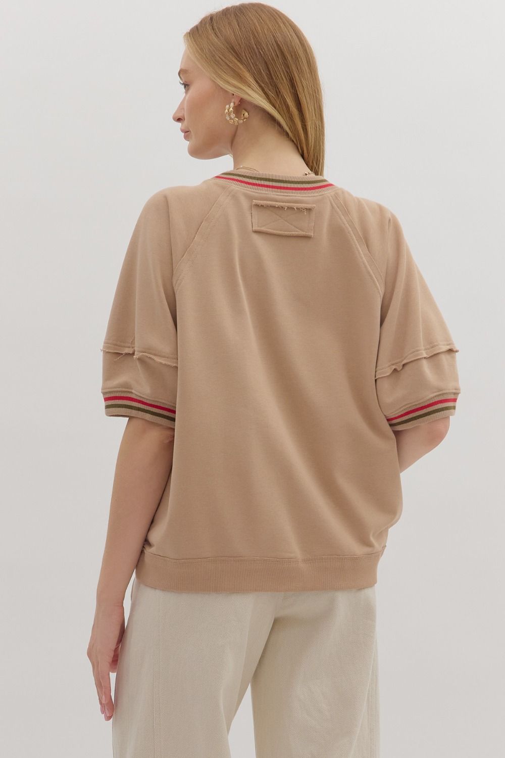 Retro Racing Stripe Top - Sand