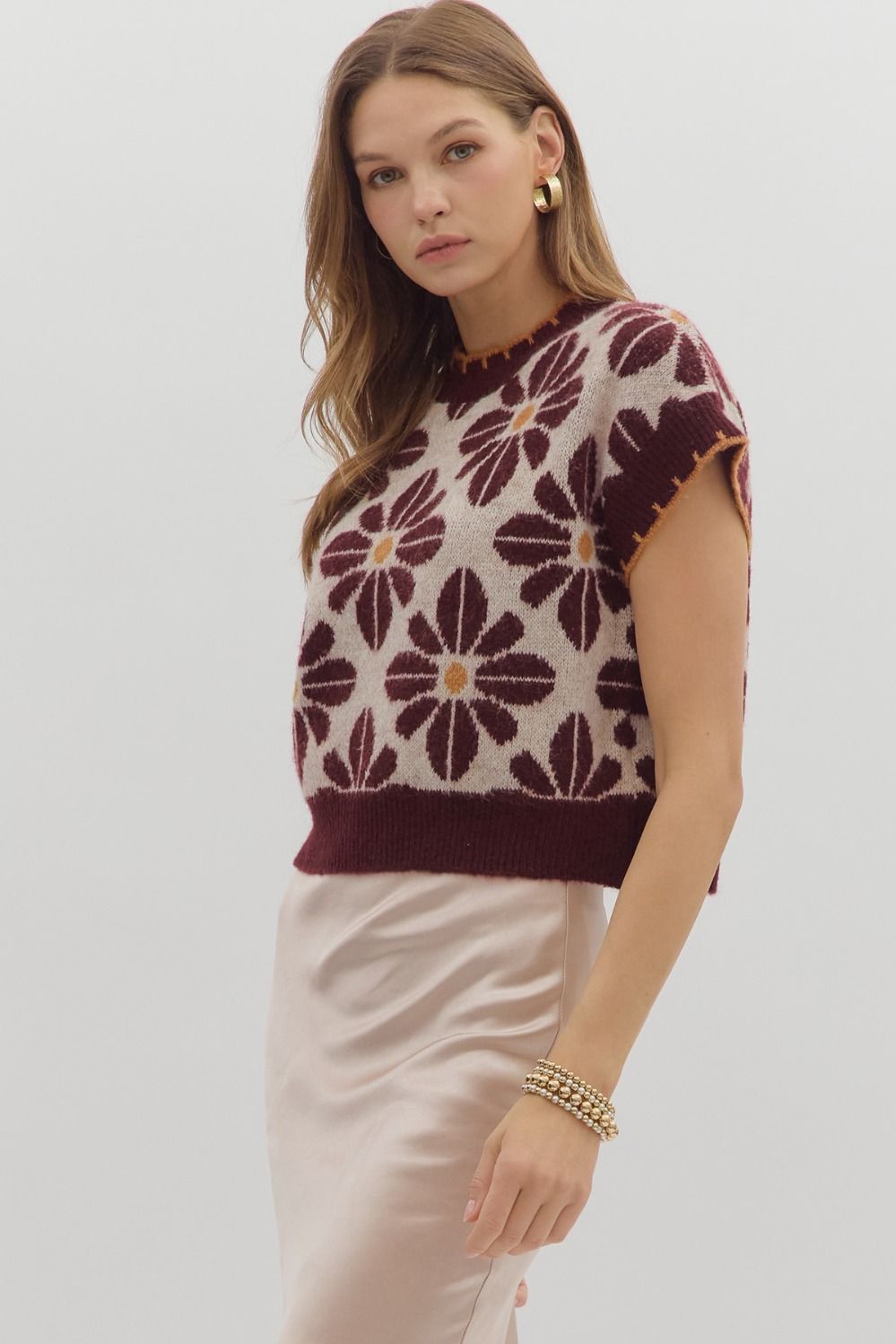 Floral Crop Sweater