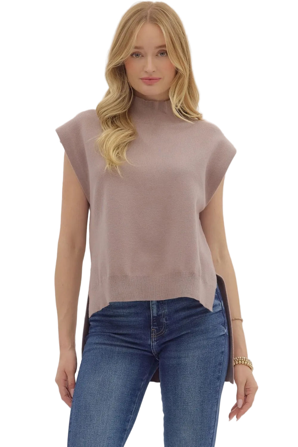 High-Low Knit Top - Oatmeal by Entro