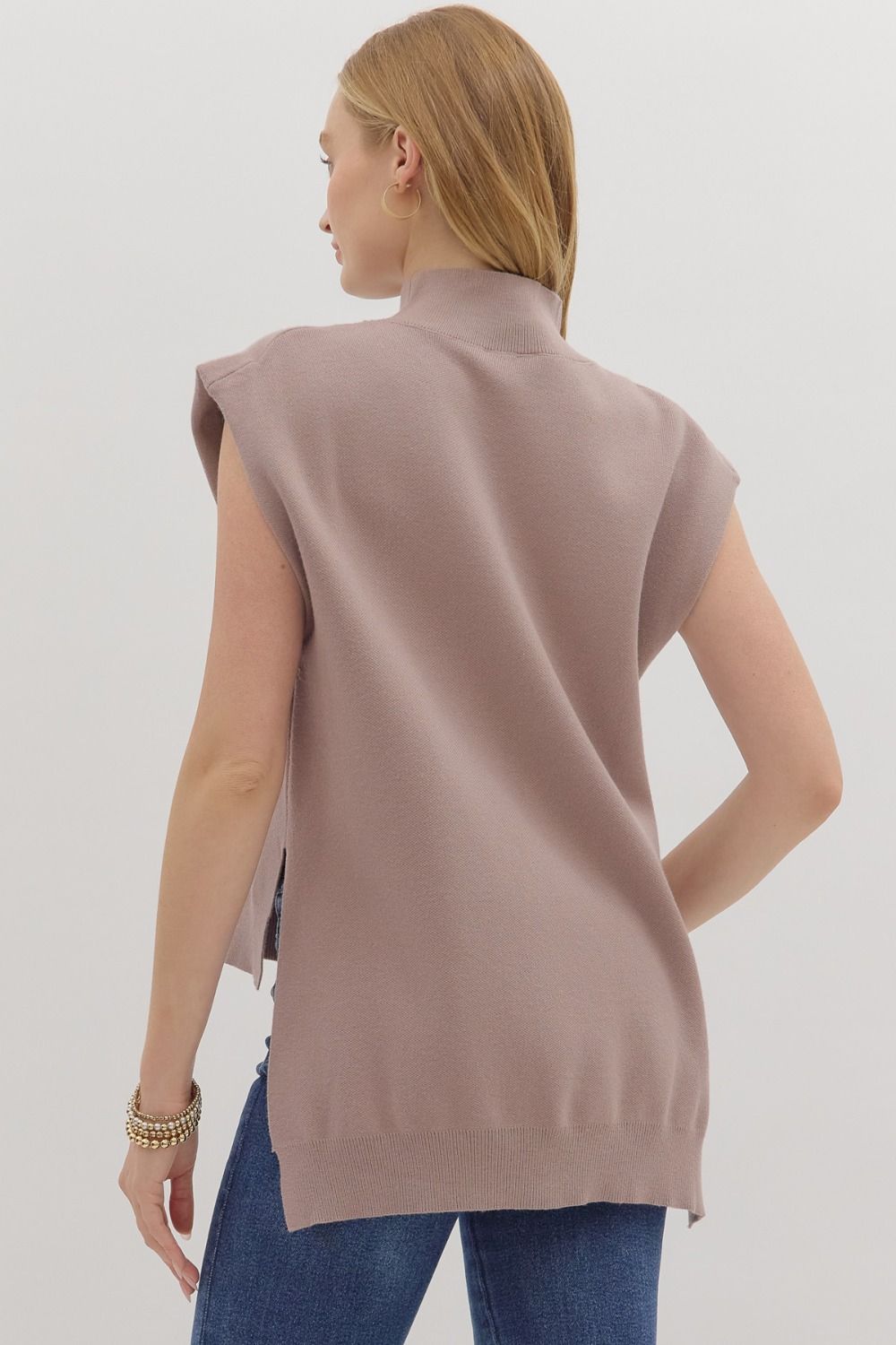 High-Low Knit Top - Oatmeal