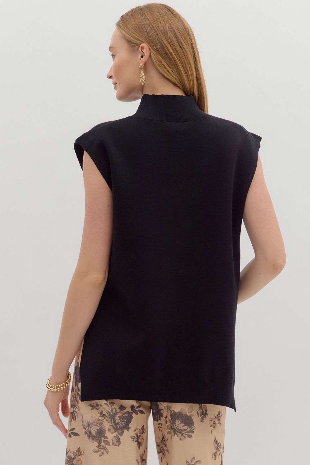 High-Low Knit Top - Black