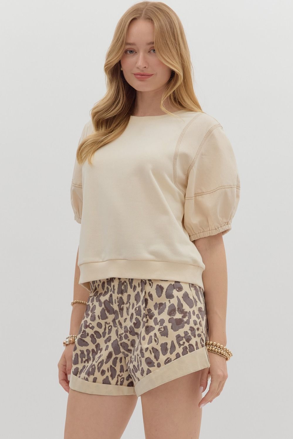 Ecru Jean Stitch Top by Entro
