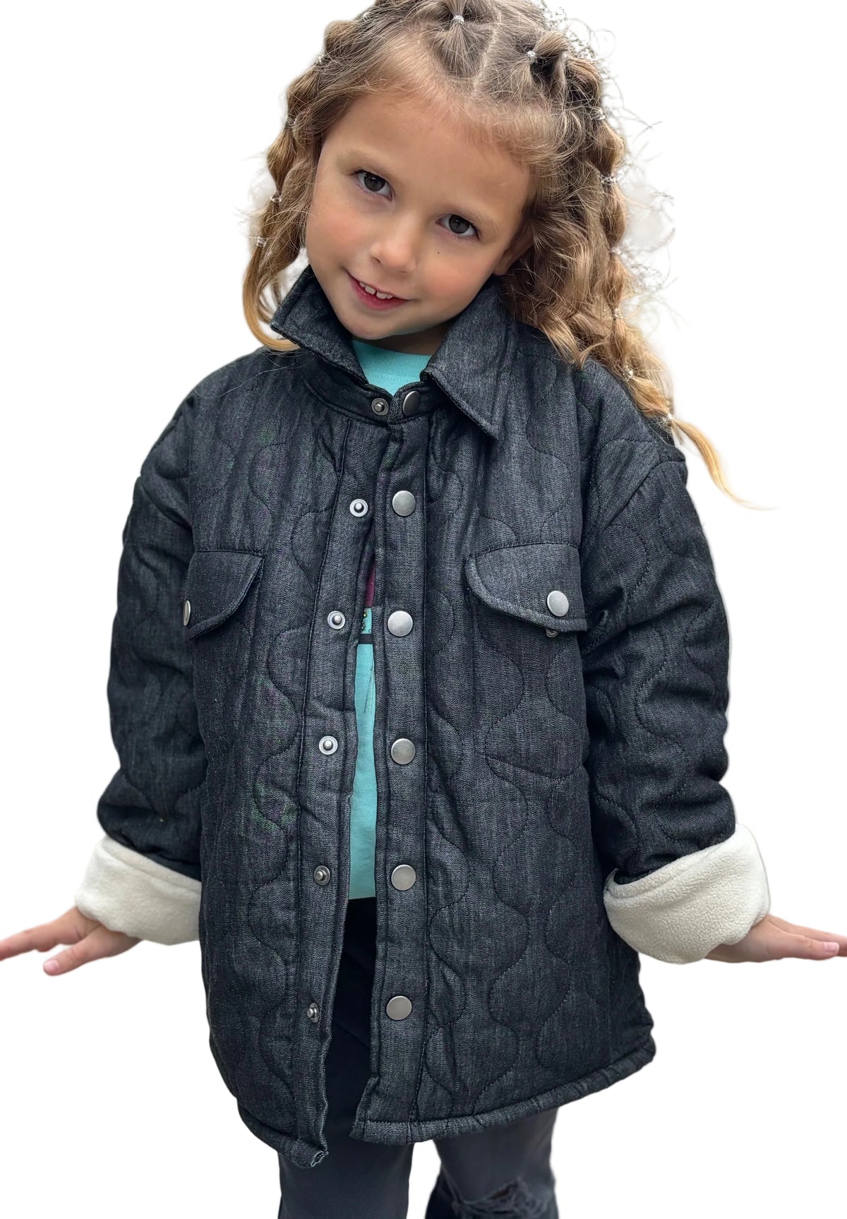 Kids Sequin Smile Quilted Jacket by The Grove