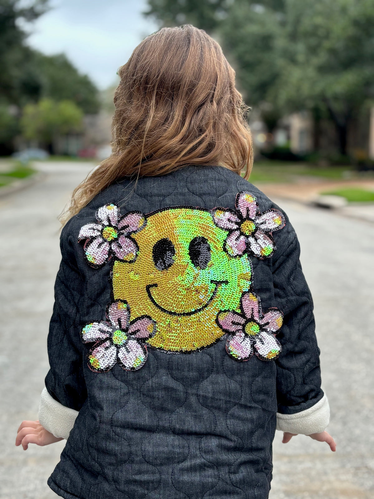 Kids Sequin Smile Quilted Jacket by The Grove